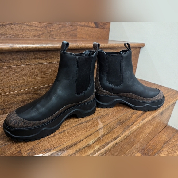 Michael Kors Dupree Leather Ankle boots Chunky black & brown Size 7 1/2 - Picture 14 of 16